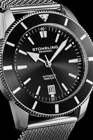 Montre automatique en acier - Argenté et noir