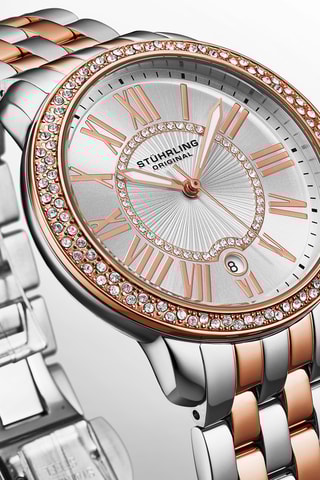 Montre à quartz en acier - Doré rose et argenté