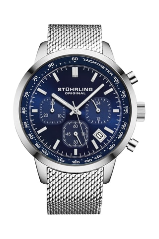 Montre à quartz en acier - Chronographe - Argenté