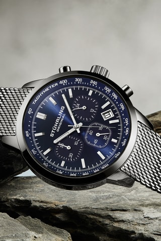 Montre à quartz en acier - Chronographe - Argenté