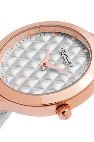 Montre à quartz en cuir Vogue - Blanc et doré rose