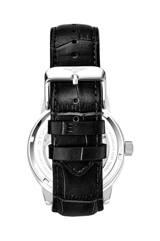 Montre automatique en cuir - Noir et argenté