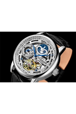 Montre automatique en cuir - Noir et argenté