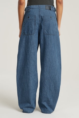 Jeans cargo a vita alta Belted - Indaco