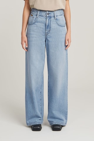 Jeans loose a vita alta Skater - Celeste