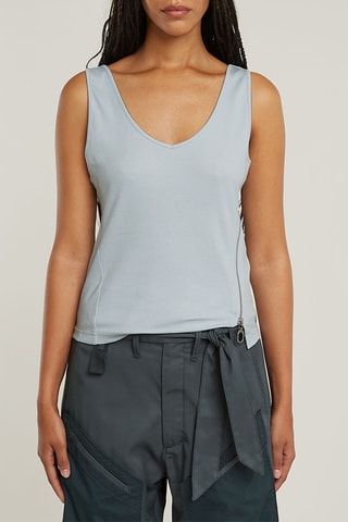 Top in cotone bio Asymmetrical - Celeste