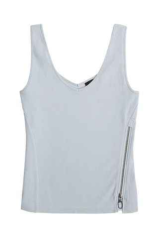 Top in cotone bio Asymmetrical - Celeste