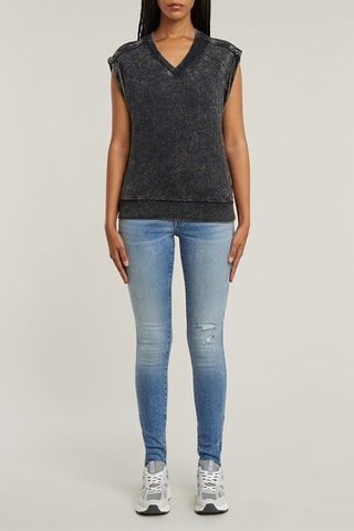 Top in cotone bio Washed - Petrolio melange