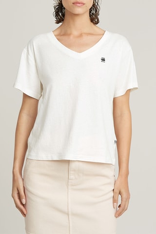 Top in cotone bio Open V-Neck - Ecrù