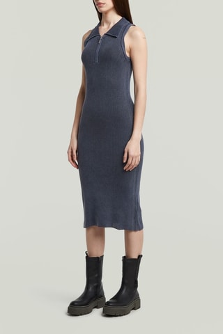 Abito a tubino in cotone bio - Navy