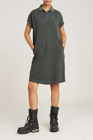 Abito a polo in cotone bio Seam Detail - Grigio scuro