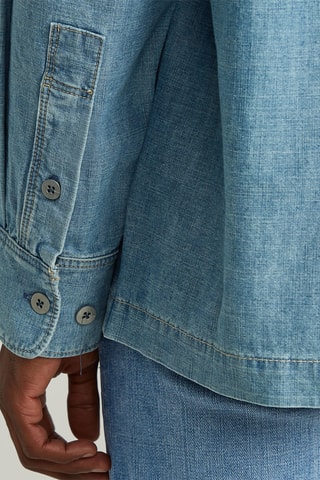 Camicia oversize in jeans di cotone bio Long Pocket Boxy - Blu