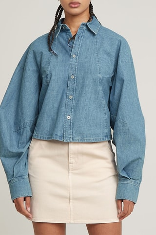 Camicia oversize in cotone bio Macro Balloon - Celeste