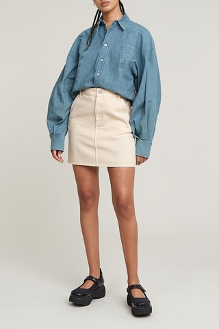 Camicia oversize in cotone bio Macro Balloon - Celeste