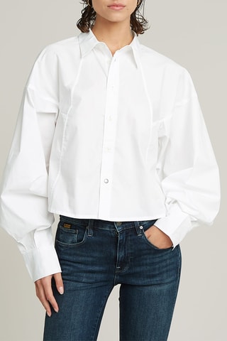 Camicia larga in cotone bio Macro Balloon - Bianco