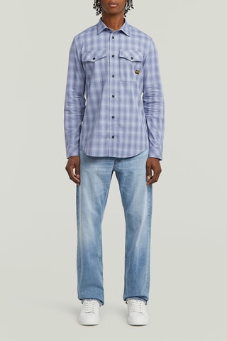 Camicia slim Marine - Indaco e bianco