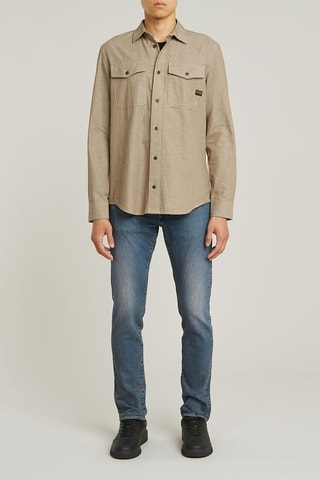 Camicia slim Marine - Beige