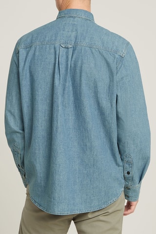 Camicia regular in jeans e cotone bio - Celeste