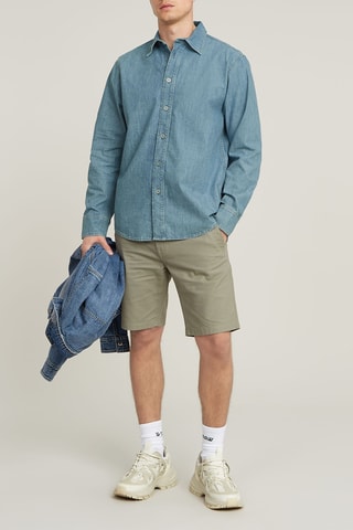 Camicia regular in jeans e cotone bio - Celeste