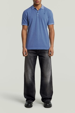 Polo slim in cotone bio Dunda - Petrolio