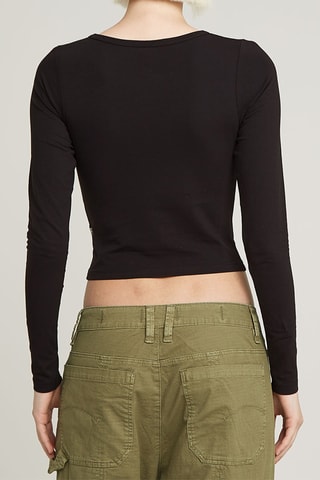 Crop top in cotone bio Keyhole - Nero