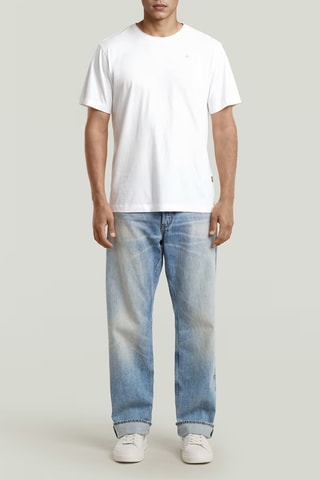 T-shirt regular in cotone bio Essential Raw Neck  - Bianco