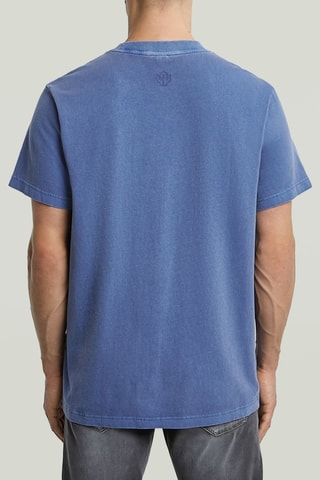 T-shirt loose in cotone bio Multi Logo - Cobalto