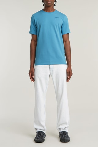 T-shirt slim in cotone bio Base - Celeste