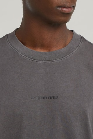 T-shirt Loose in cotone bio Overdyed Center Chest - Antracite