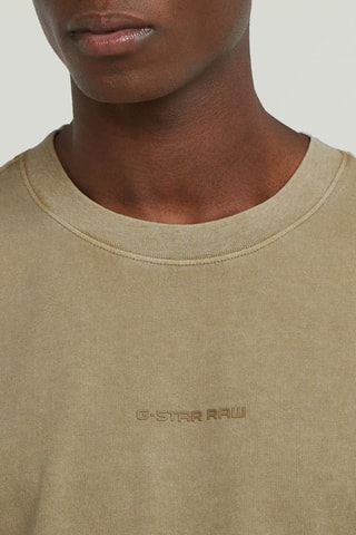 T-shirt loose in cotone bio Overdyed Center Chest - Beige