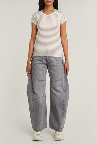 T-shirt slim in cotone bio Eyben Strip - Rosa