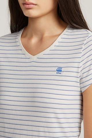 T-shirt slim in cotone bio Eyben Strip - Celeste