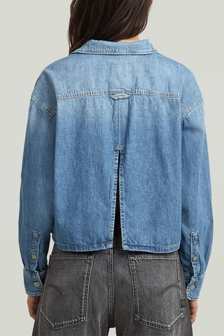 Blusa in jeans in cotone bio Boxy Day - Blu