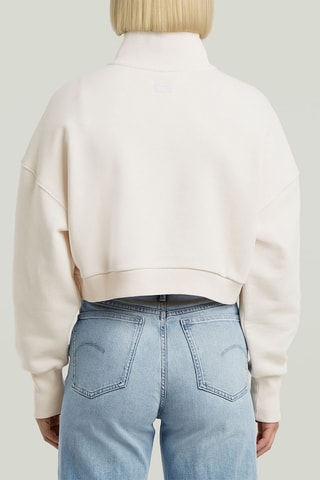 Felpa Cropped Half Zip - Beige