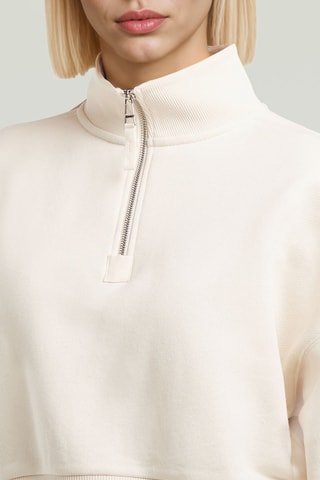 Felpa Cropped Half Zip - Beige