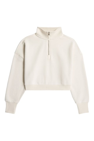 Felpa Cropped Half Zip - Beige