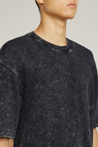 Felpa in cotone bio Acid Wash - Nero