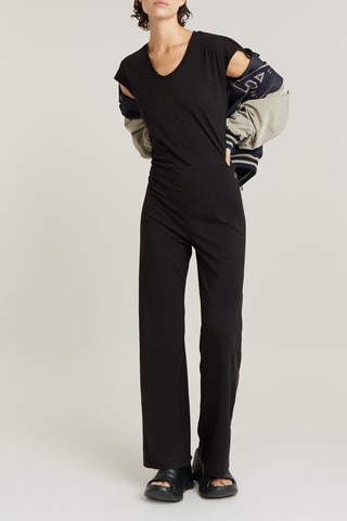 Tuta regular in cotone bio Rivetes flared - Nero