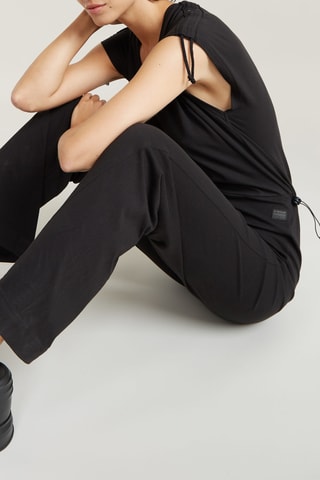 Tuta regular in cotone bio Rivetes flared - Nero