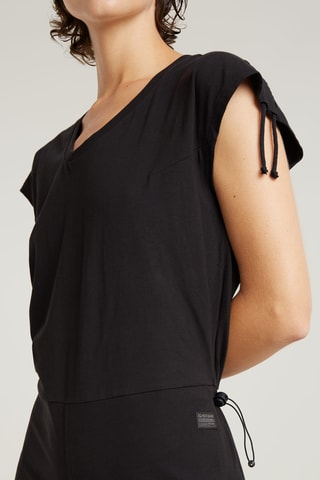 Tuta regular in cotone bio Rivetes flared - Nero