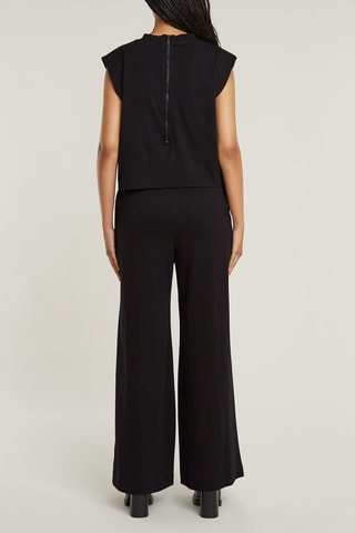 Top e pantaloni wide legs in cotone bio Double Layer - Nero