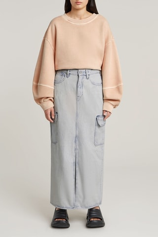 Gonna taglio dritto in jeans Viktoria - Celeste