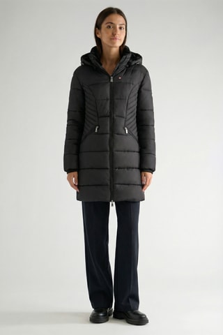 Piumino lungo con cappuccio Beeana - Nero