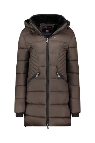 Piumino lungo con cappuccio Beeana - Marrone