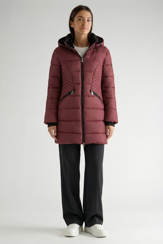 Piumino lungo con cappuccio Beeana - Bordeaux