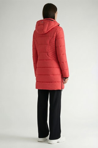 Piumino lungo con cappuccio Beeana - Rosso