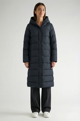 Piumino lungo con cappuccio Belenana - Nero