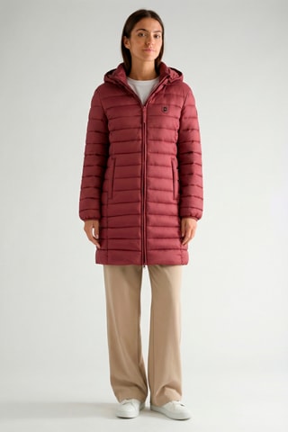 Piumino lungo con cappuccio - Bordeaux