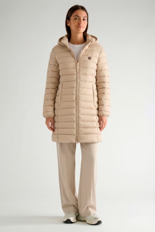 Piumino lungo con cappuccio - Beige
