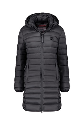 Piumino lungo con cappuccio - Nero